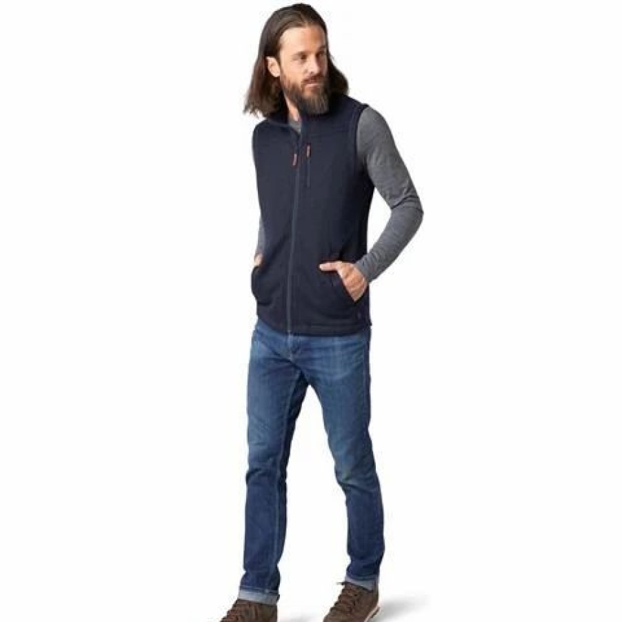 Vests * | Smartwool Men'S Hudson Trail Fleece Vest Navy