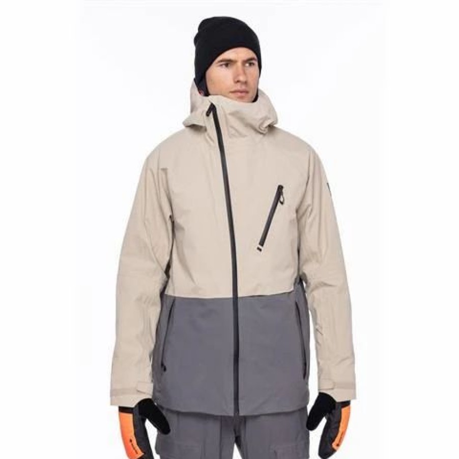 Ski Jackets * | 686 Men'S Gtx Hydrastash Thermagraph Jacket Putty Colorblock