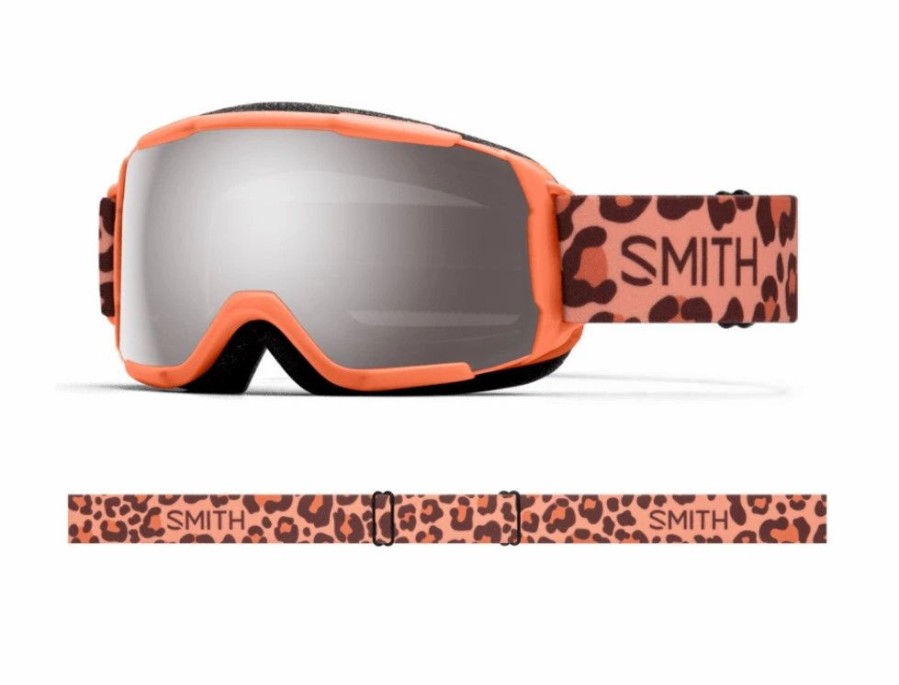 Goggles * | Smith Grom Youth Goggle In Coral Cheetah Print With Chromapop Sun Platinum Mirror Lens